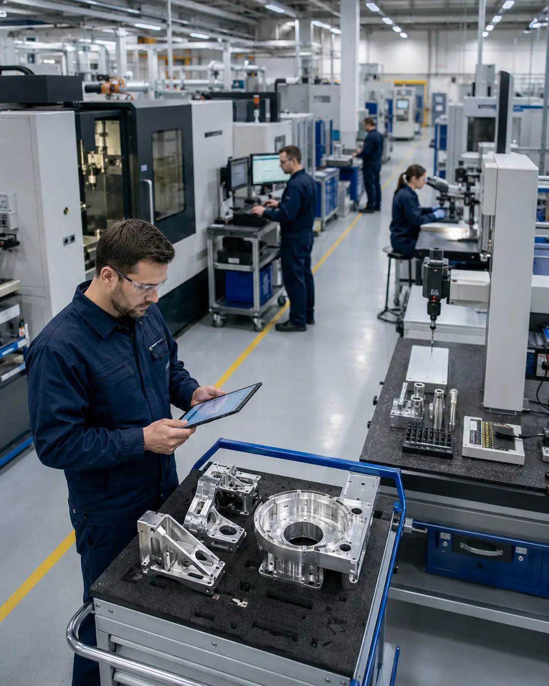 Aerospace supplier engineering team reviewing technical quality documents