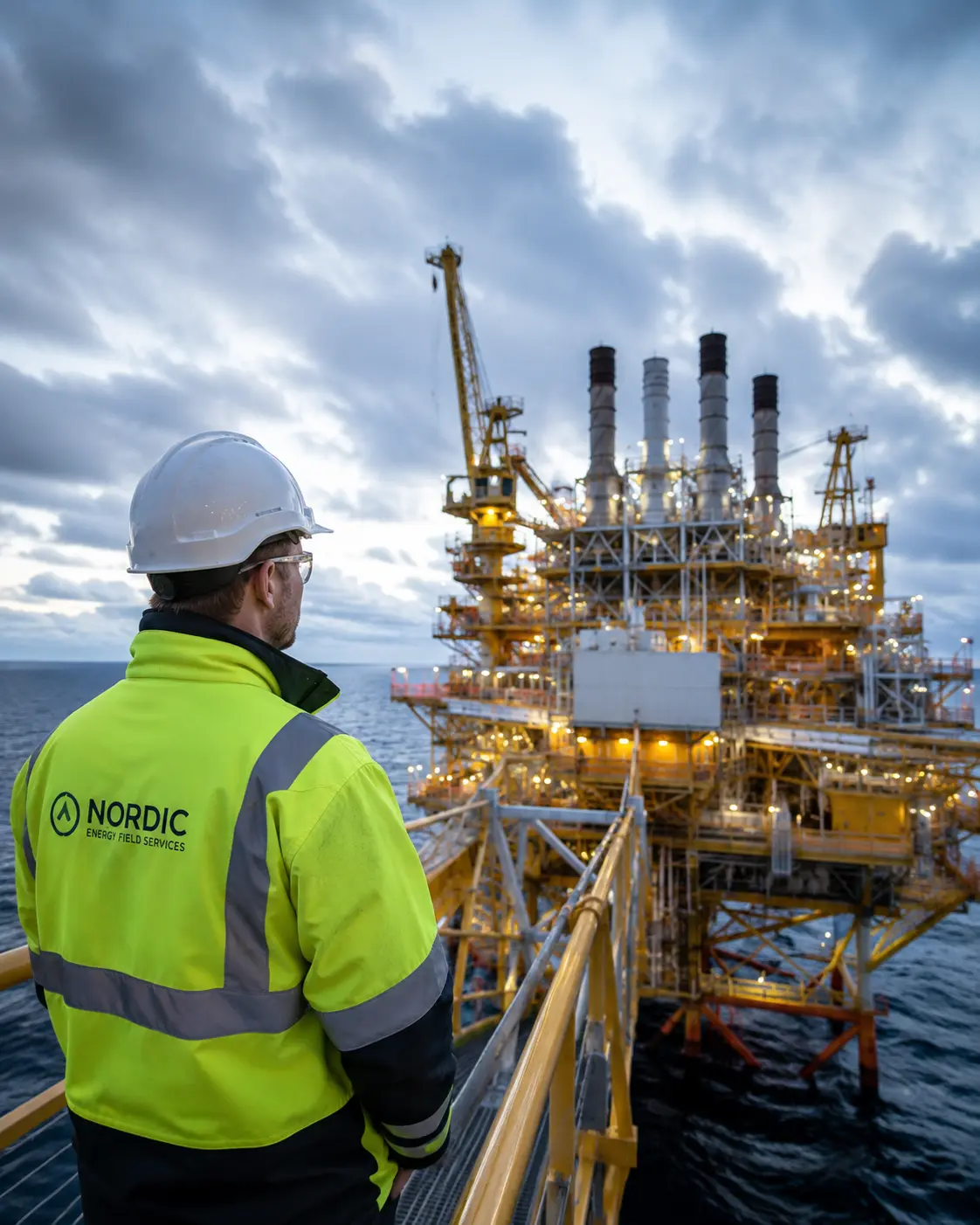 Energy oil and gas service team reviewing HSE and quality management controls