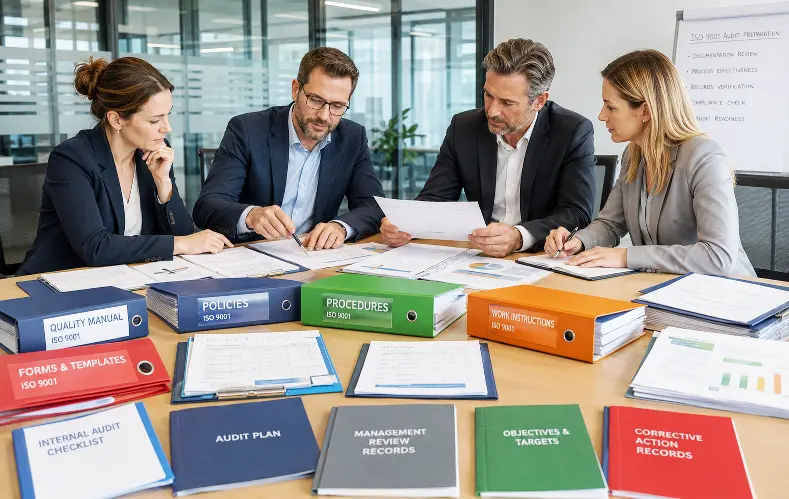 ISO consultant presenting implementation and audit guidance to a client team